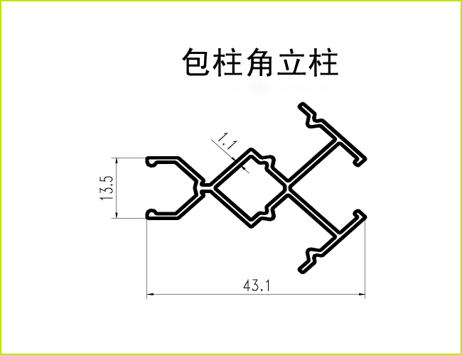 办公隔墙铝材_包柱角立柱截面图